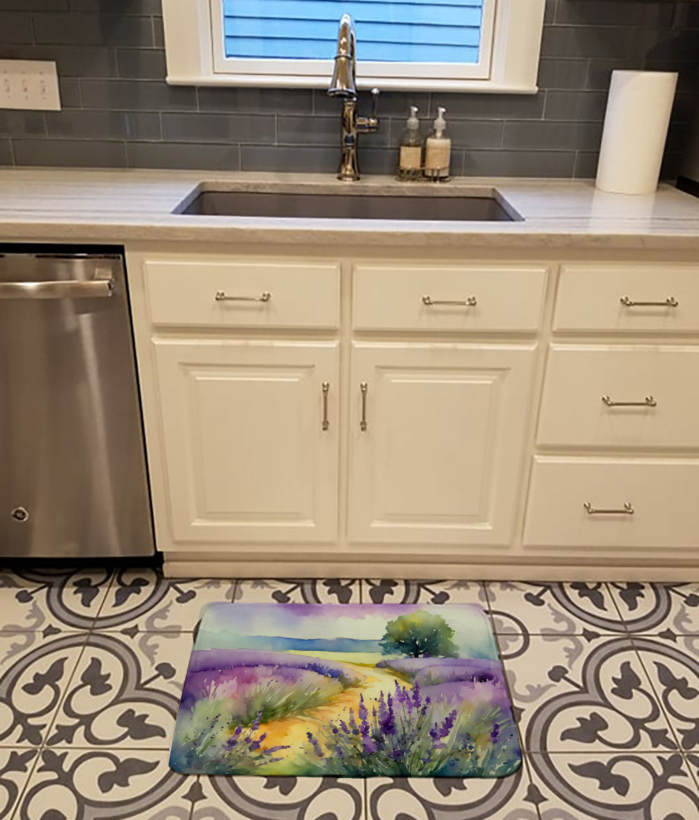 Lavender in Watercolor Memory Foam Kitchen Mat