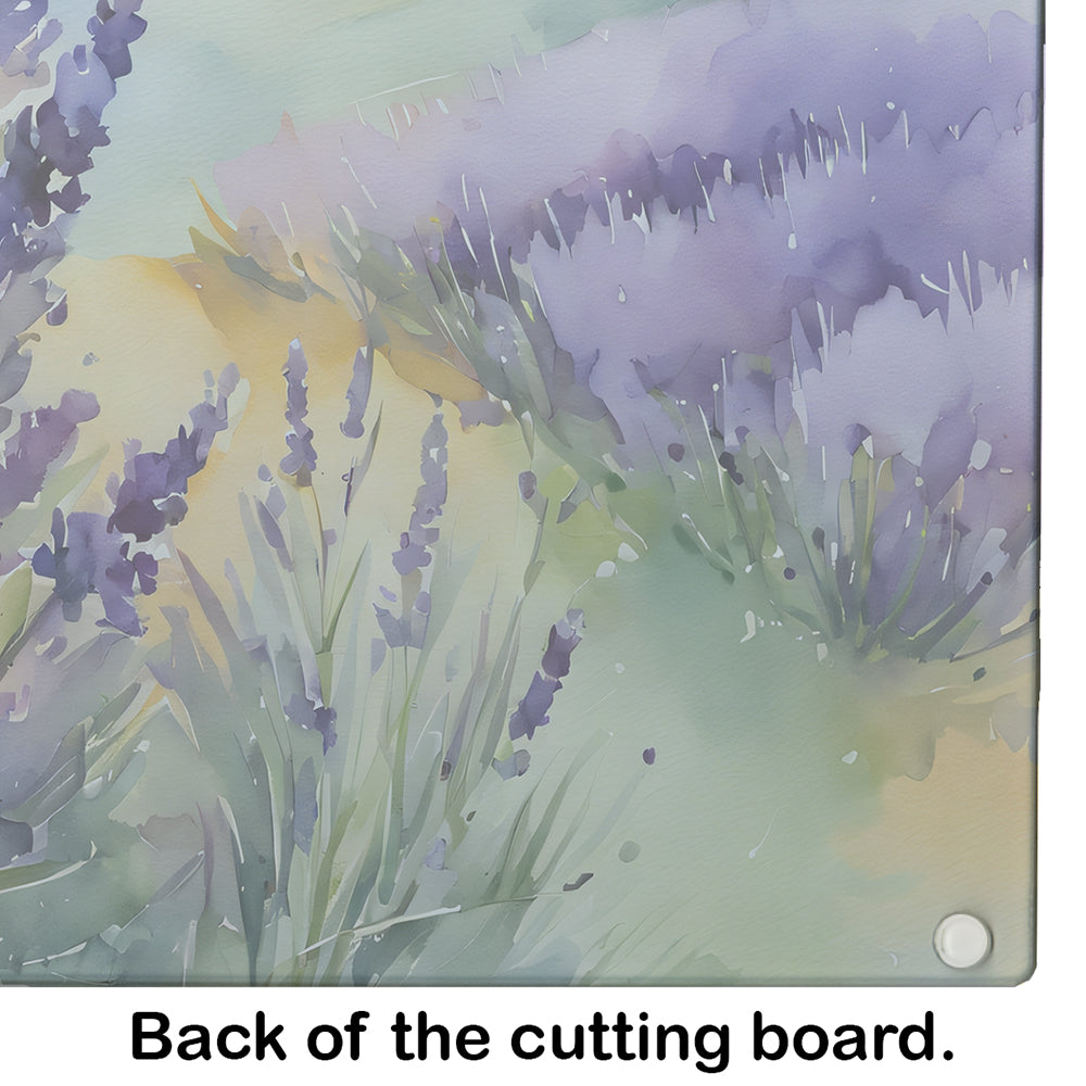 Lavender in Watercolor Glass Cutting Board