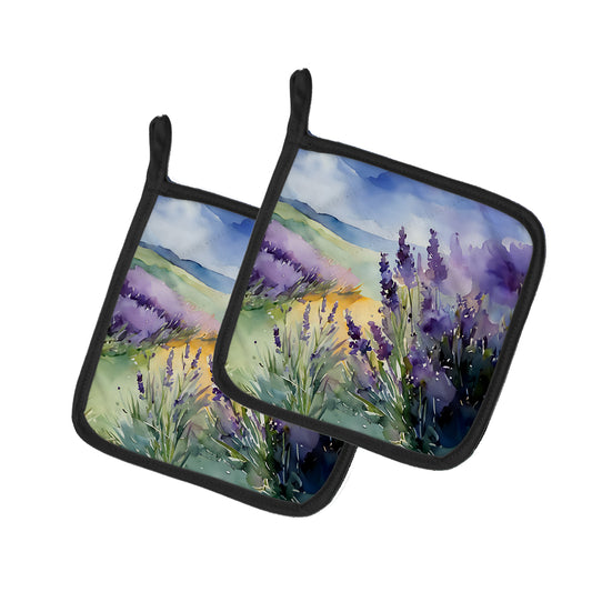 Buy this Lavender in Watercolor Pair of Pot Holders