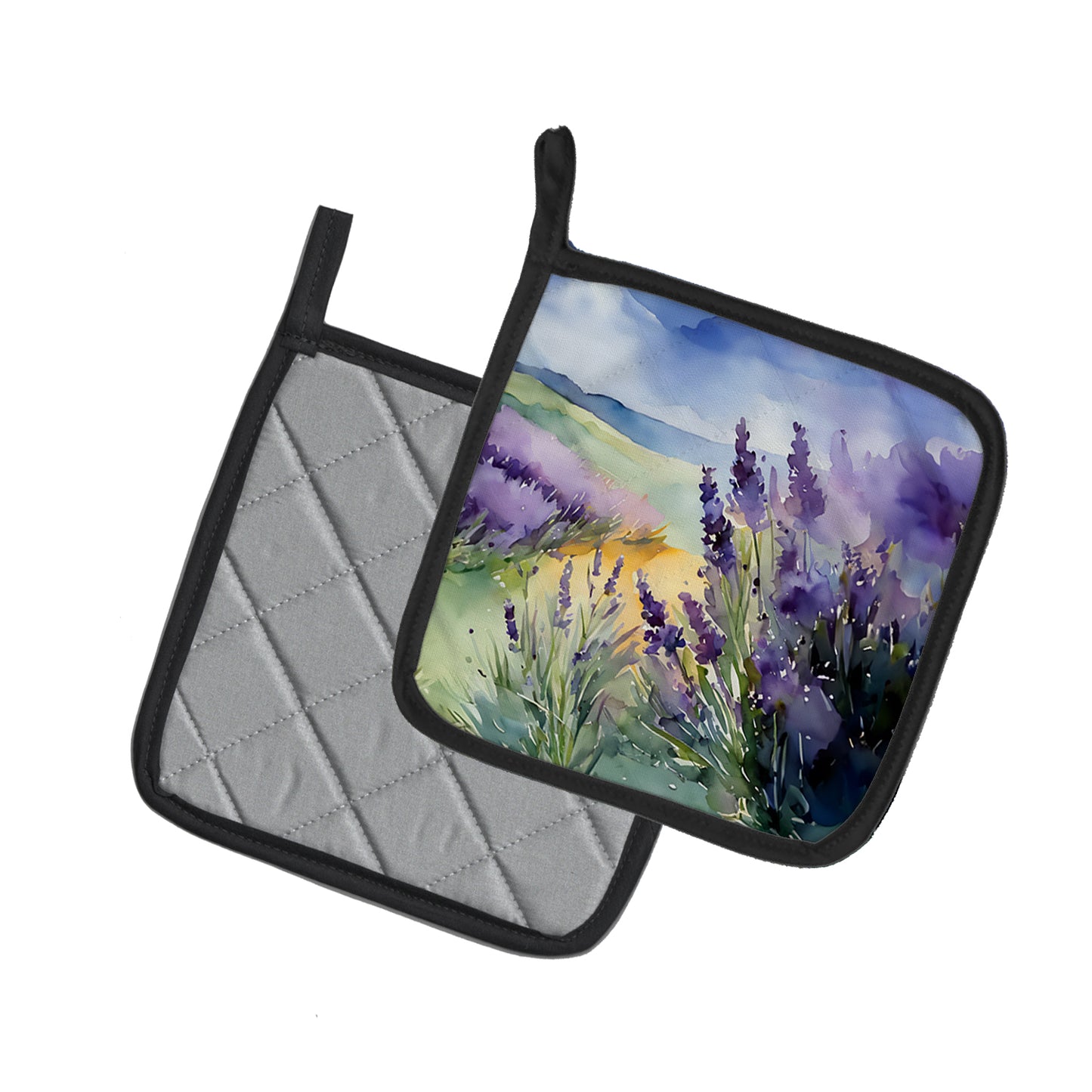 Lavender in Watercolor Pair of Pot Holders