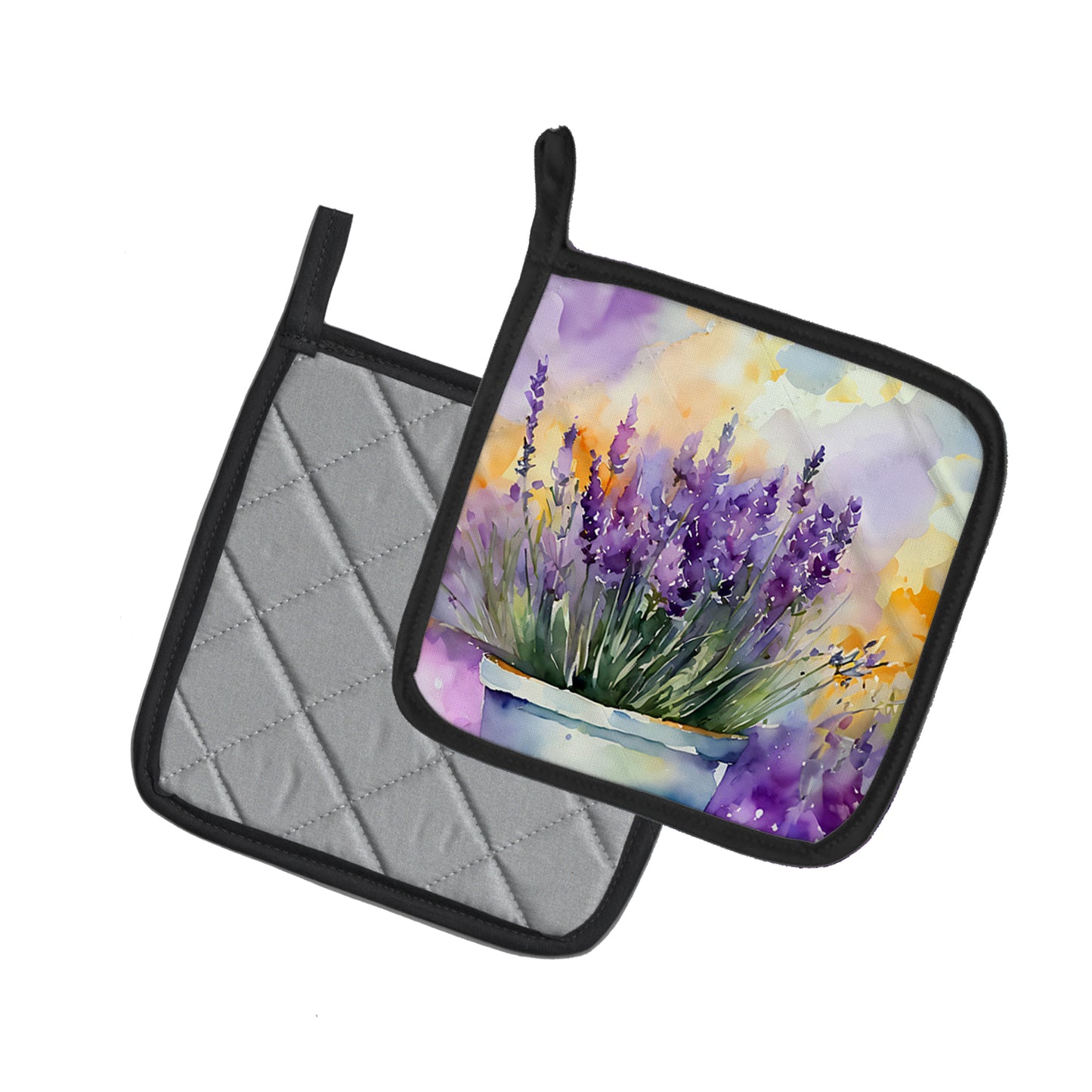 Lavender in Watercolor Pair of Pot Holders