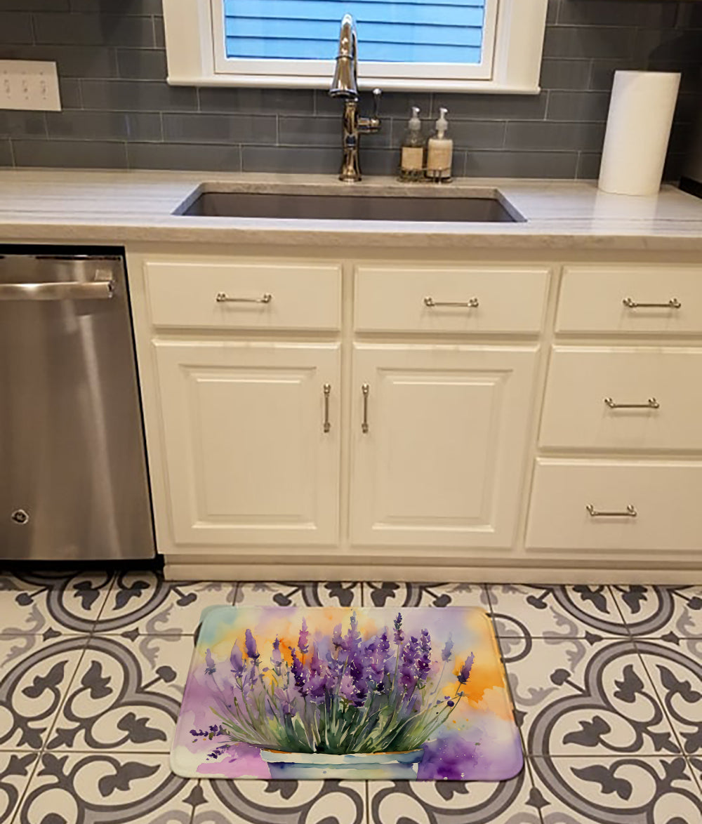 Lavender in Watercolor Memory Foam Kitchen Mat