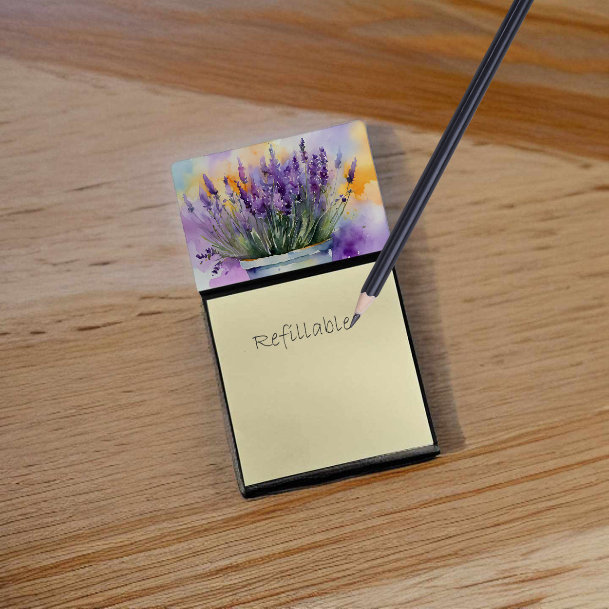 Lavender in Watercolor Sticky Note Holder