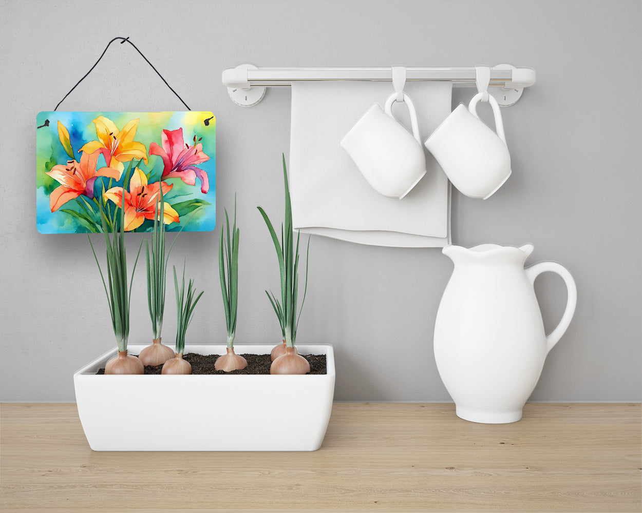 Lilies in Watercolor Wall or Door Hanging Prints