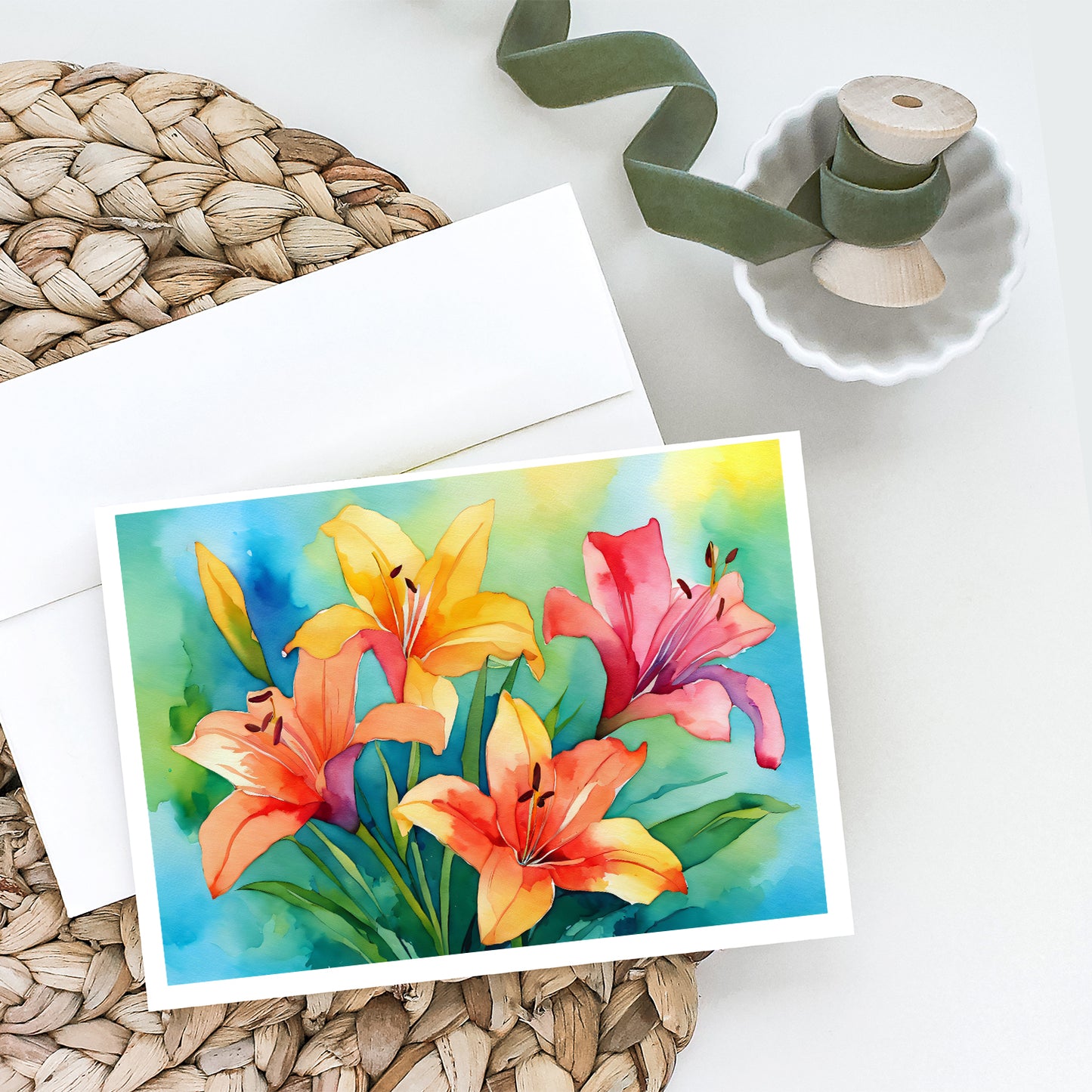 Lilies in Watercolor Greeting Cards Pack of 8