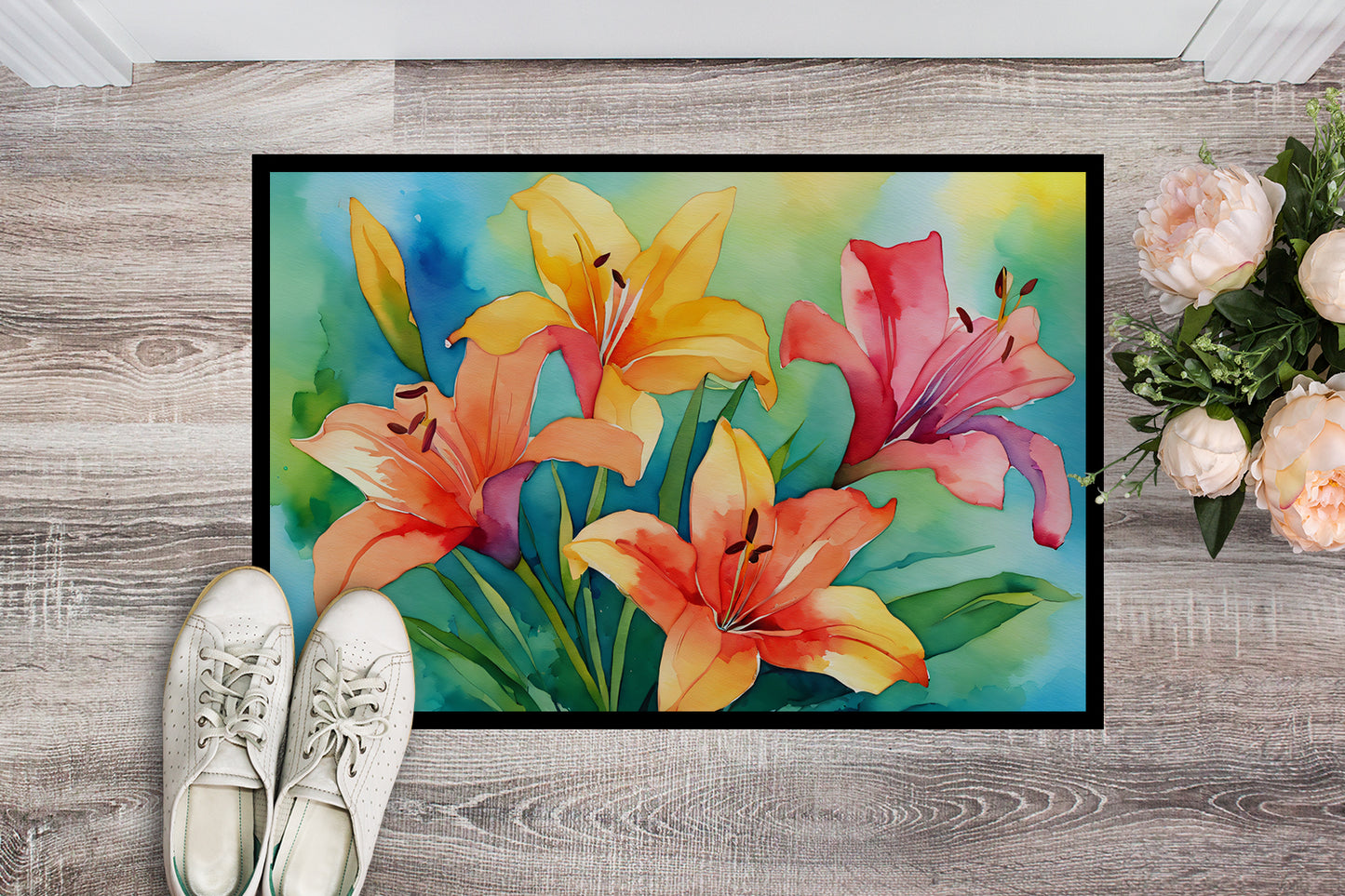 Lilies in Watercolor Doormat