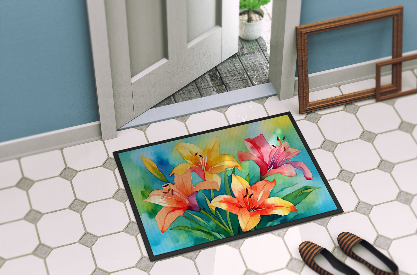 Lilies in Watercolor Doormat