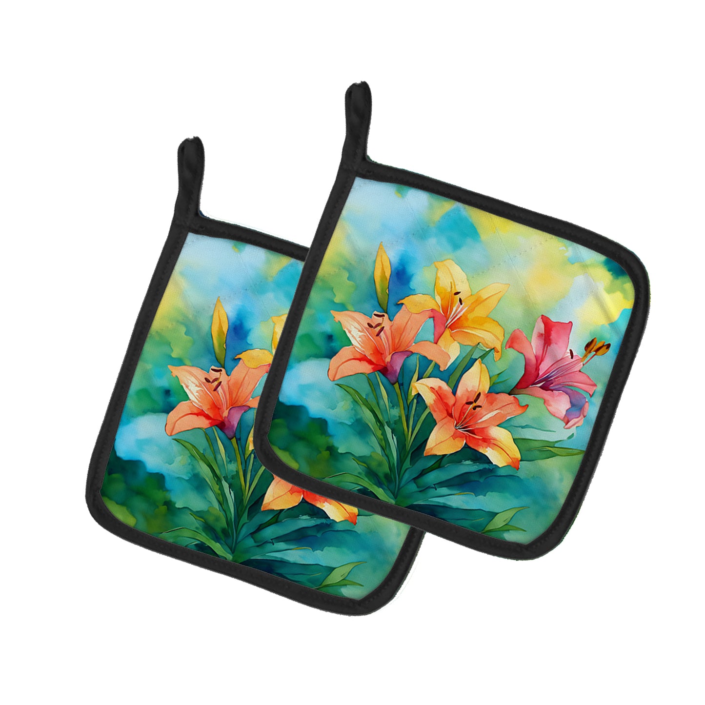 Buy this Lilies in Watercolor Pair of Pot Holders