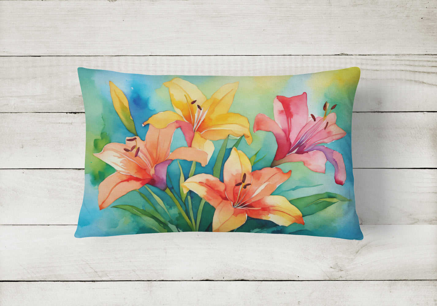 Lilies in Watercolor Throw Pillow