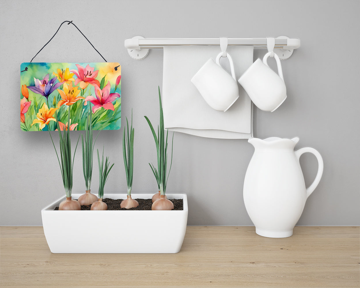 Lilies in Watercolor Wall or Door Hanging Prints