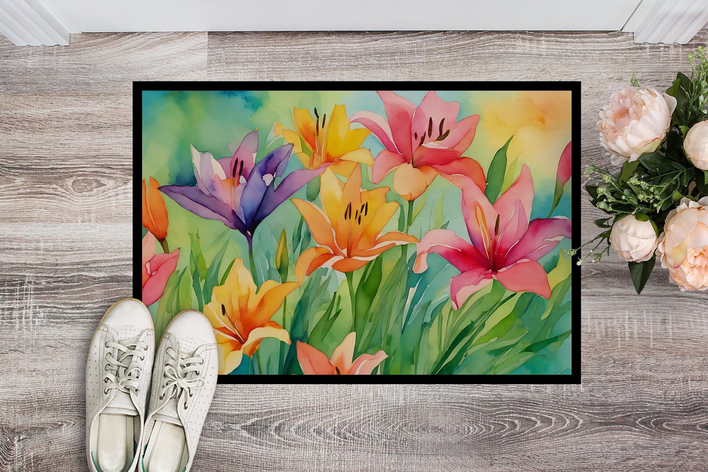 Lilies in Watercolor Doormat