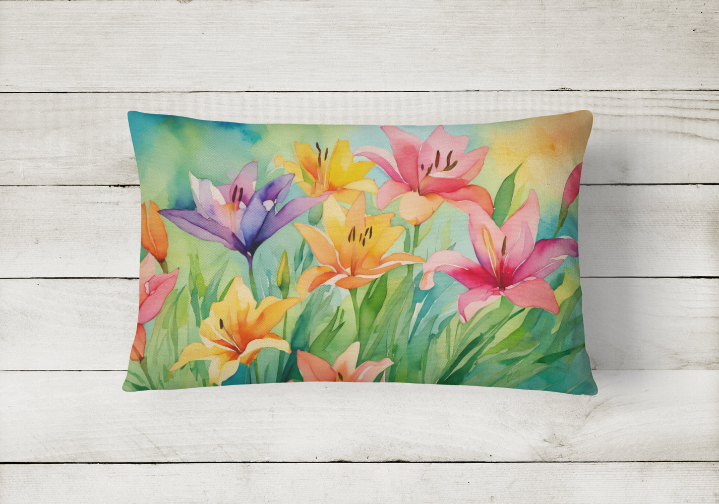 Lilies in Watercolor Throw Pillow
