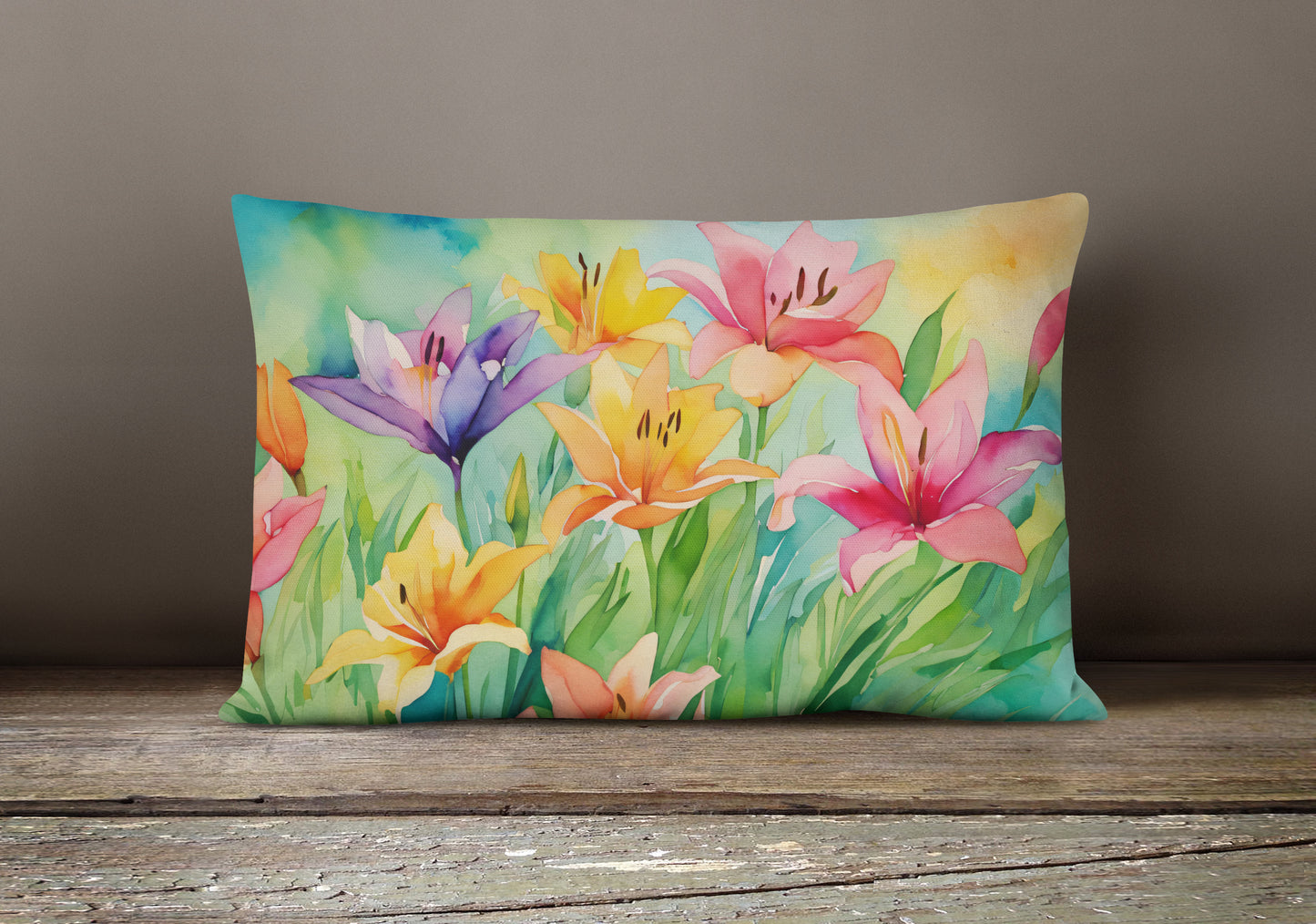 Lilies in Watercolor Throw Pillow