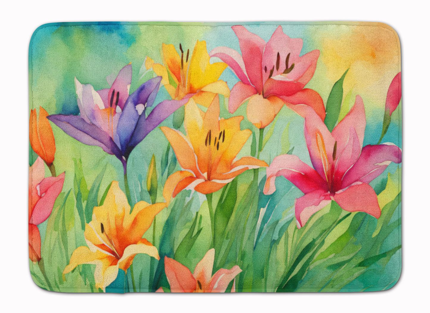 Buy this Lilies in Watercolor Memory Foam Kitchen Mat