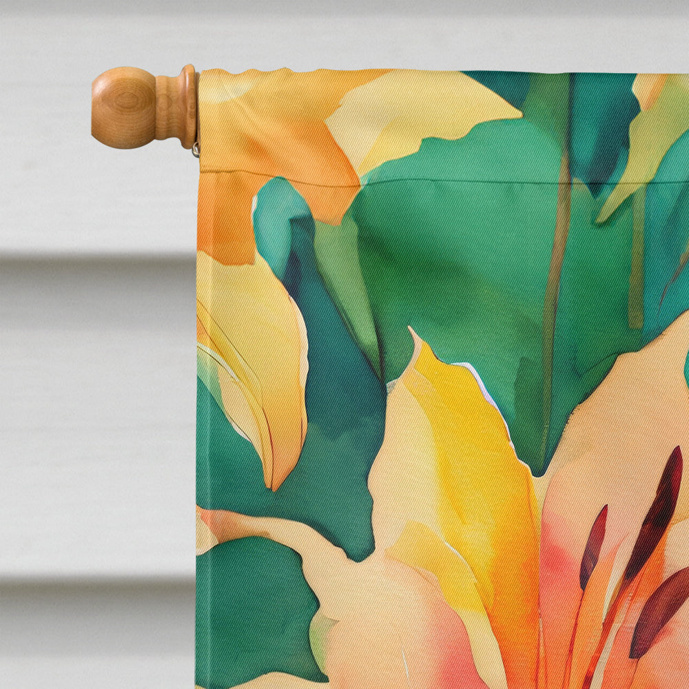 Lilies in Watercolor House Flag