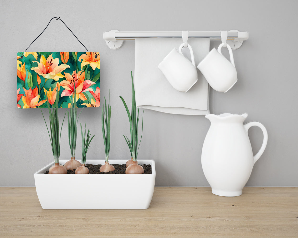 Lilies in Watercolor Wall or Door Hanging Prints