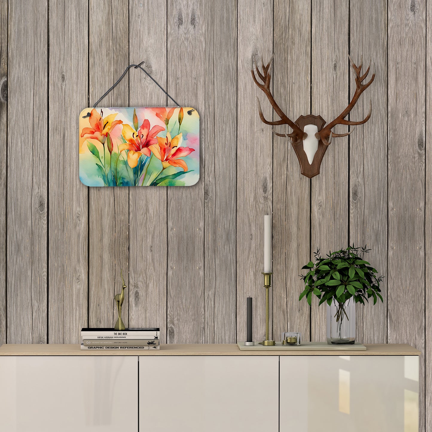 Lilies in Watercolor Wall or Door Hanging Prints