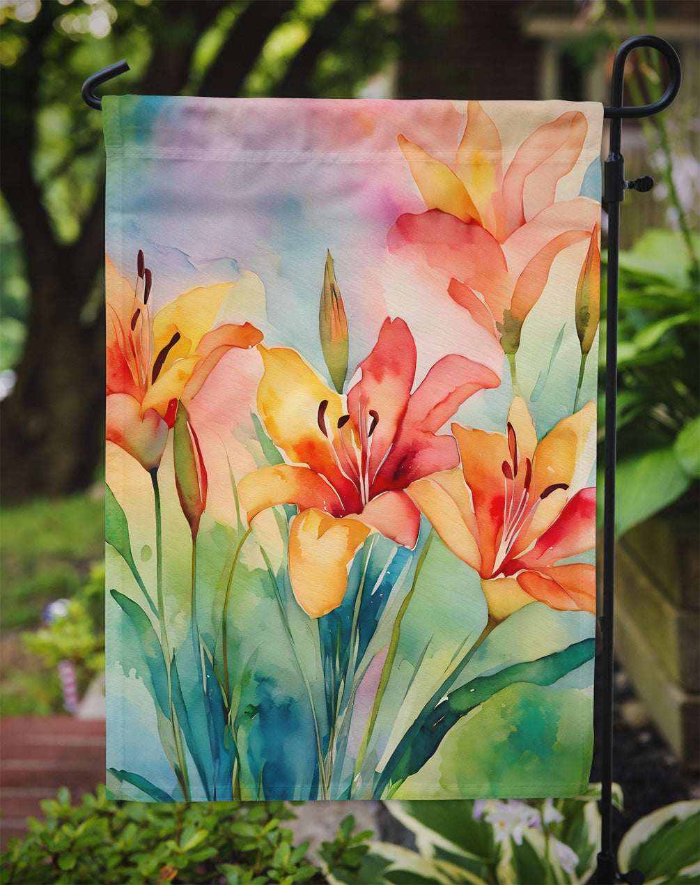 Lilies in Watercolor Garden Flag
