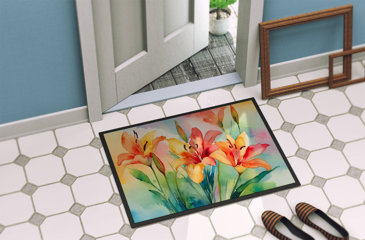 Lilies in Watercolor Doormat