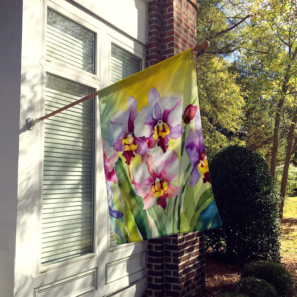 Orchids in Watercolor House Flag