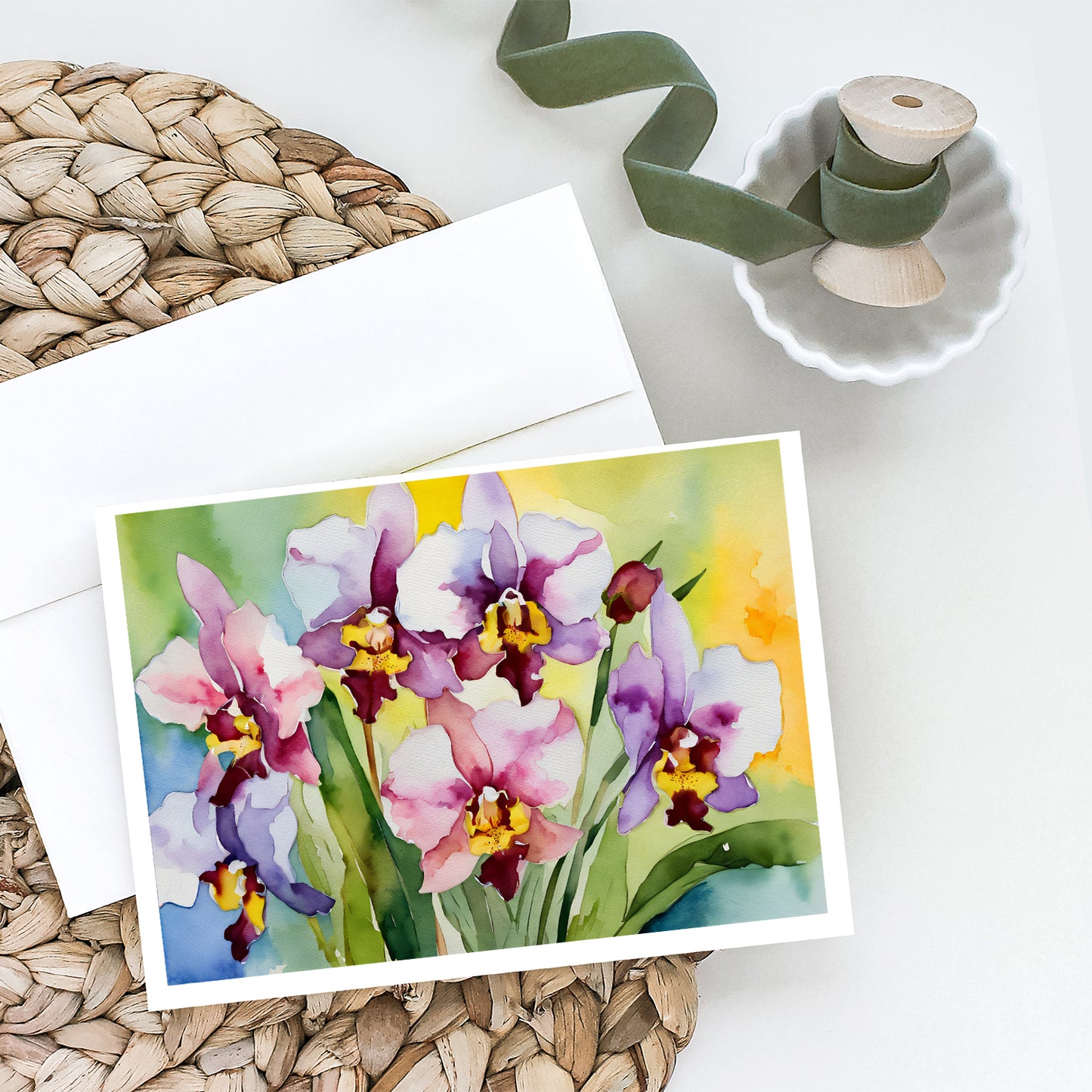 Orchids in Watercolor Greeting Cards Pack of 8