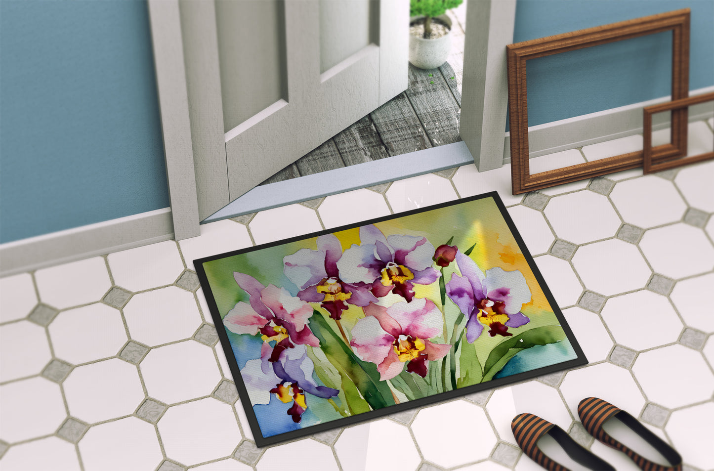 Orchids in Watercolor Doormat