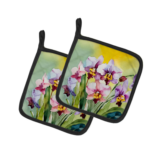 Buy this Orchids in Watercolor Pair of Pot Holders