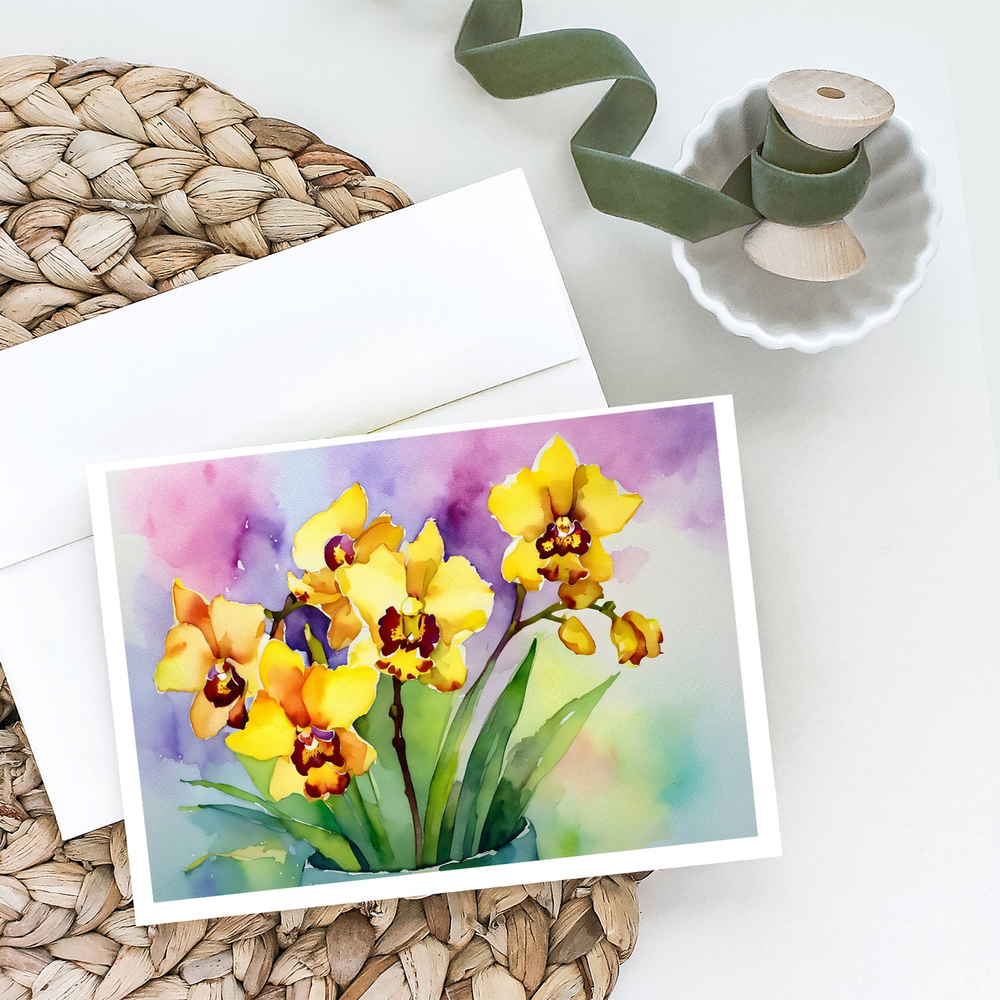 Orchids in Watercolor Greeting Cards Pack of 8