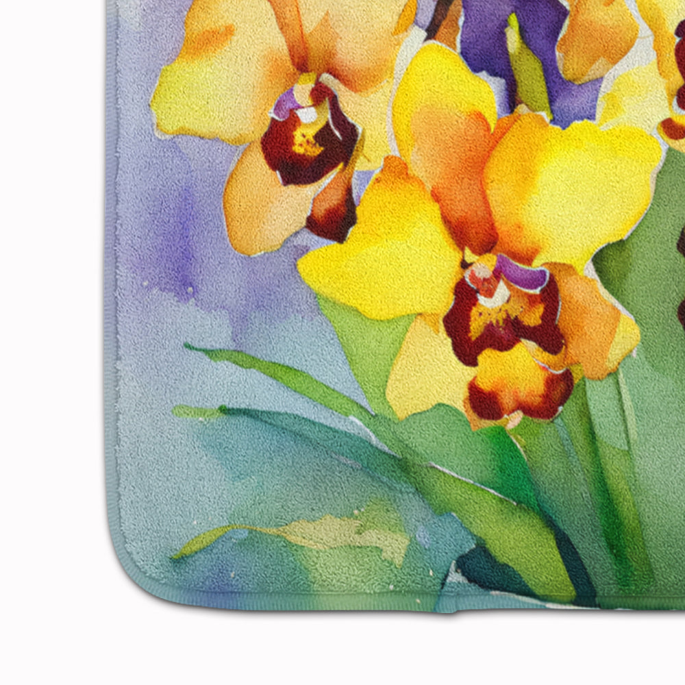 Orchids in Watercolor Memory Foam Kitchen Mat