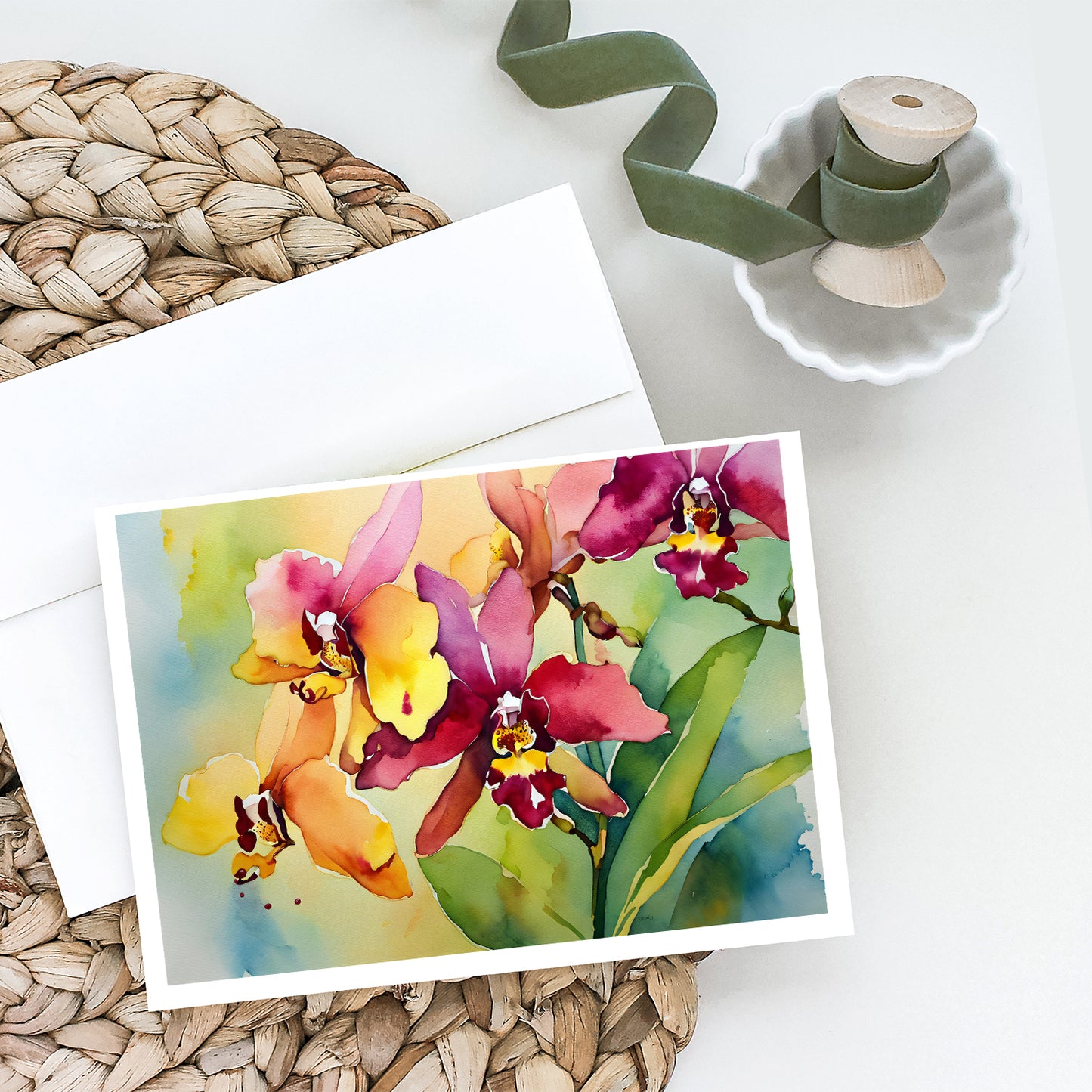 Orchids in Watercolor Greeting Cards Pack of 8