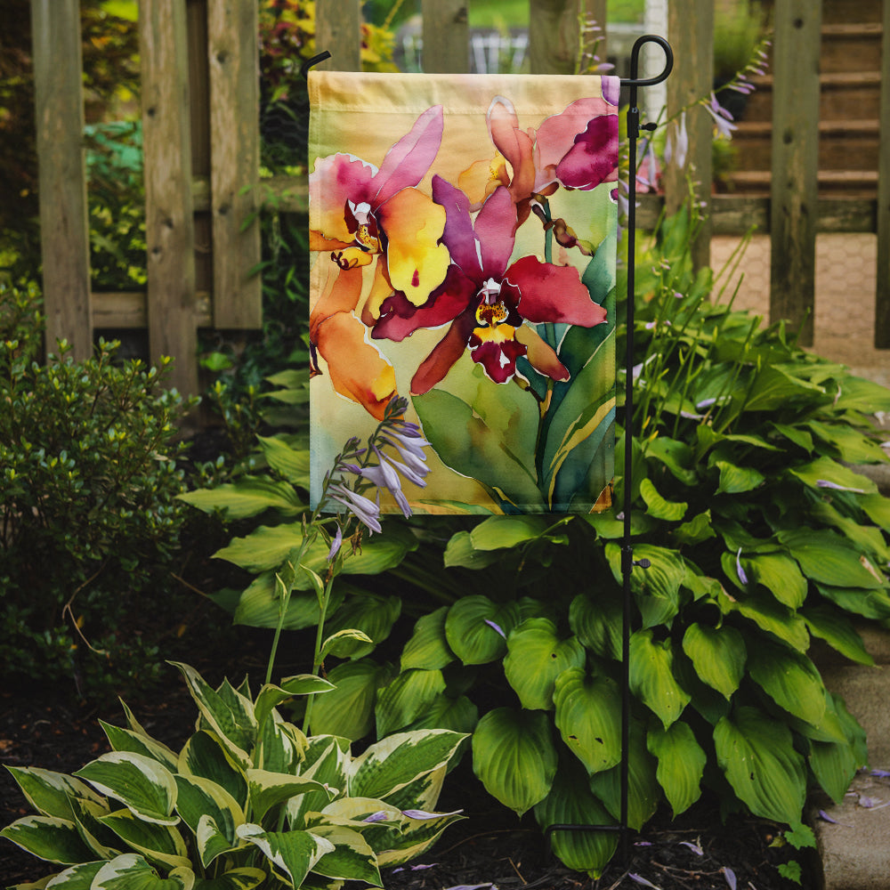 Orchids in Watercolor Garden Flag