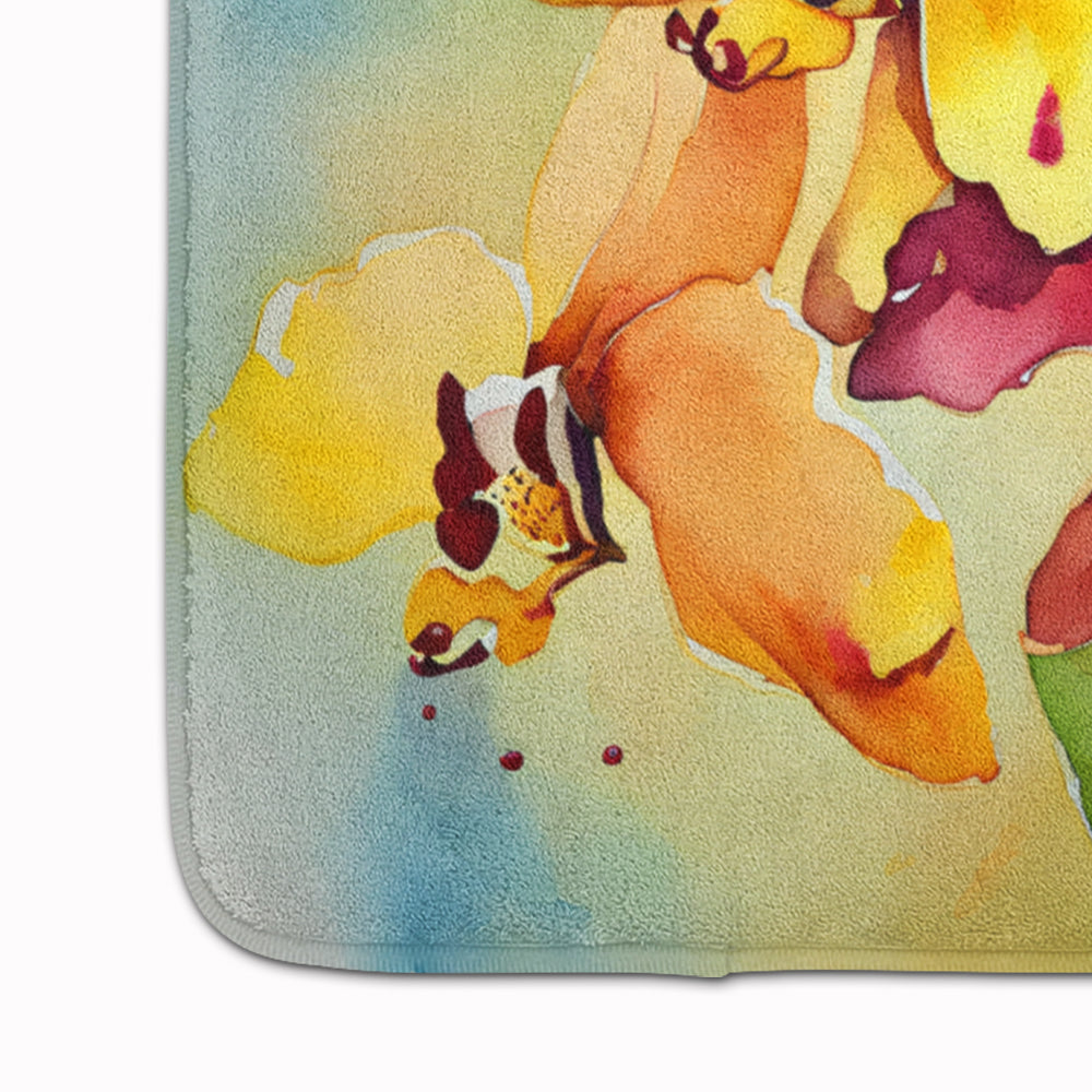 Orchids in Watercolor Memory Foam Kitchen Mat