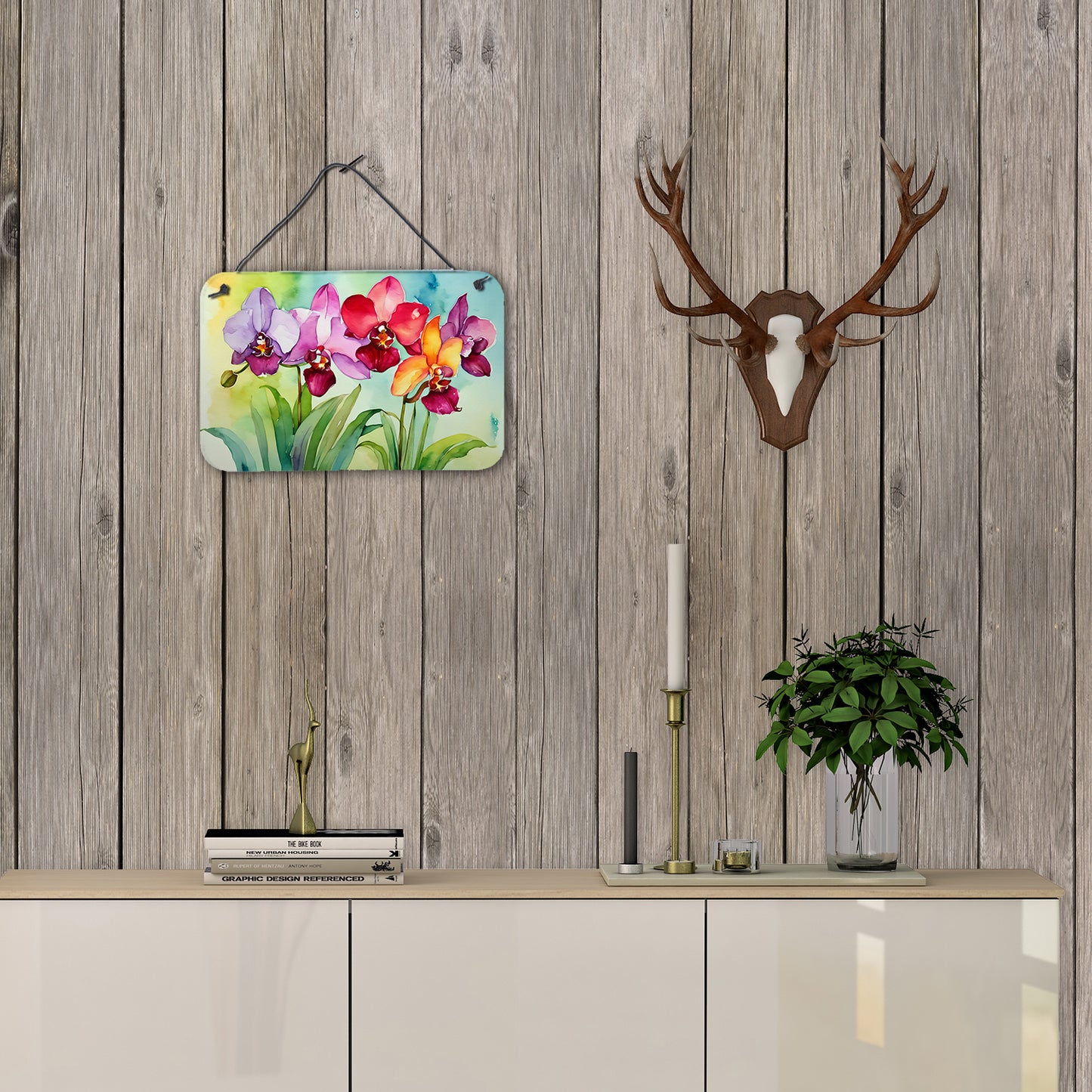 Orchids in Watercolor Wall or Door Hanging Prints