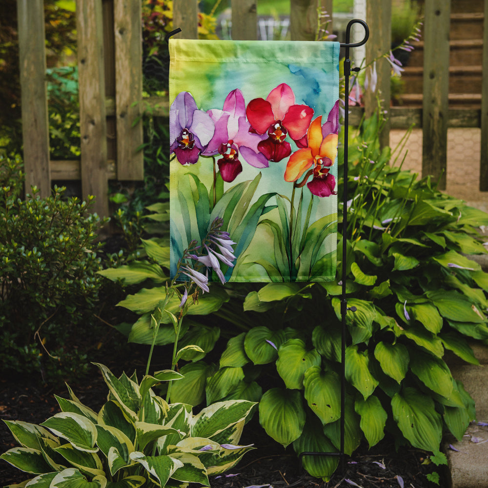 Orchids in Watercolor Garden Flag