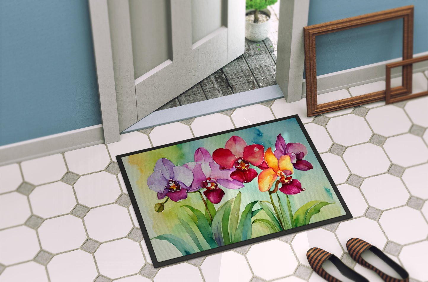 Orchids in Watercolor Doormat