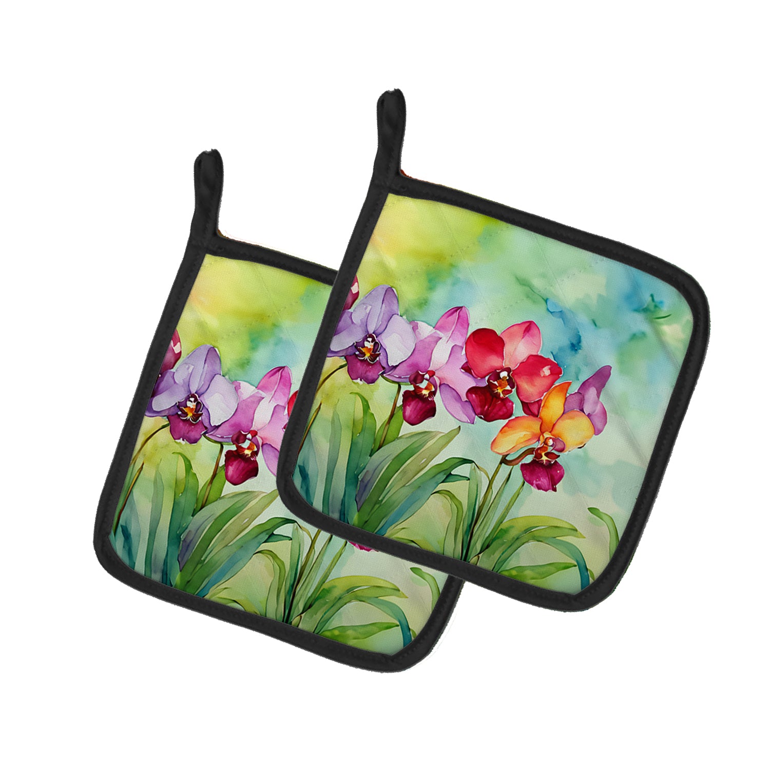 Buy this Orchids in Watercolor Pair of Pot Holders