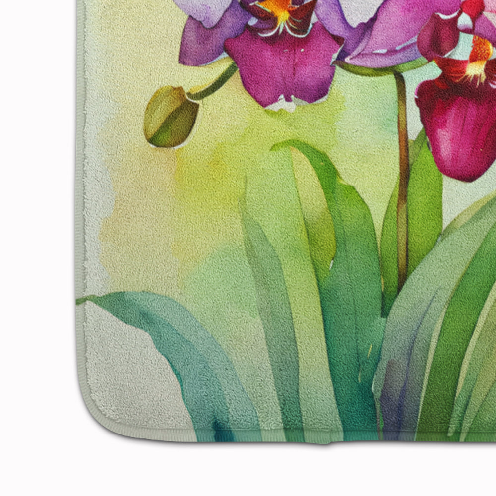 Orchids in Watercolor Memory Foam Kitchen Mat