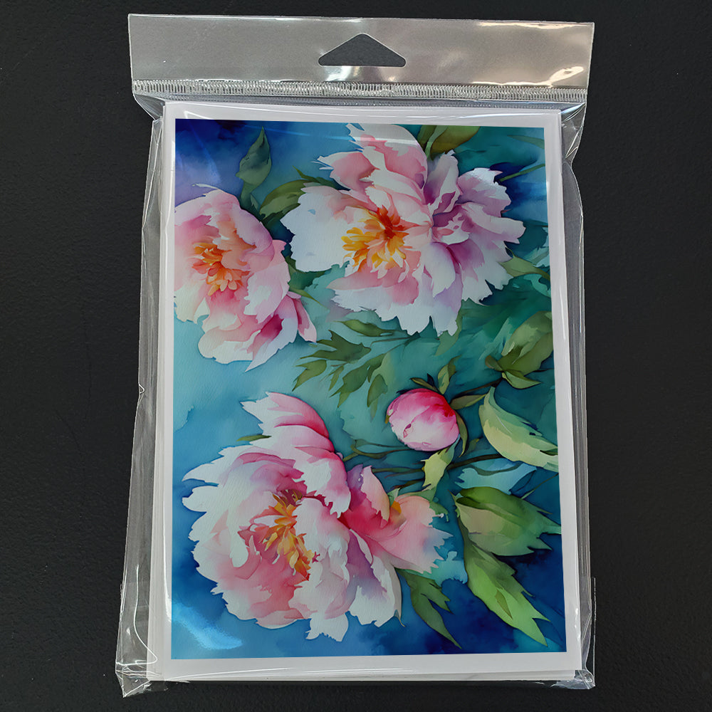 Peonies in Watercolor Greeting Cards Pack of 8