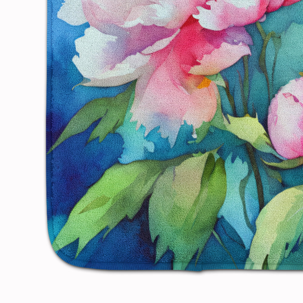 Peonies in Watercolor Memory Foam Kitchen Mat