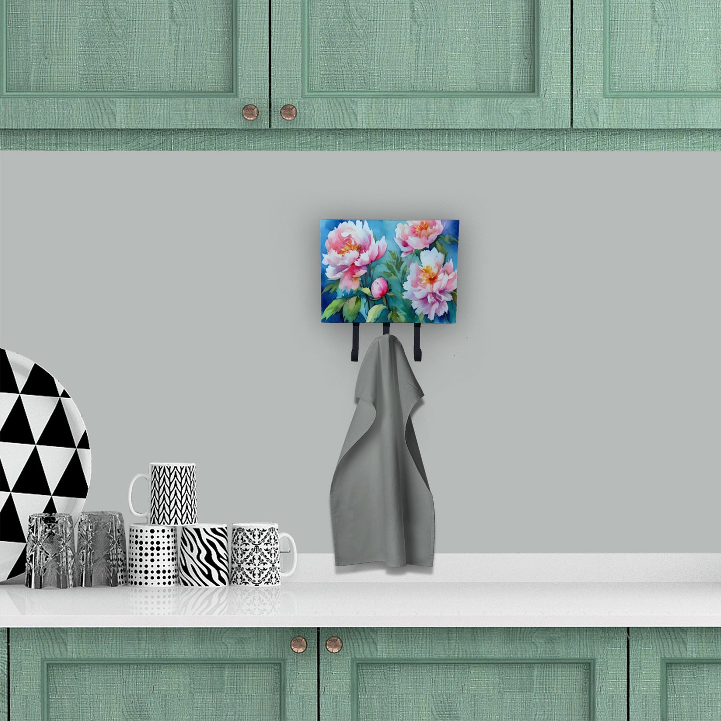 Peonies in Watercolor Leash or Key Holder