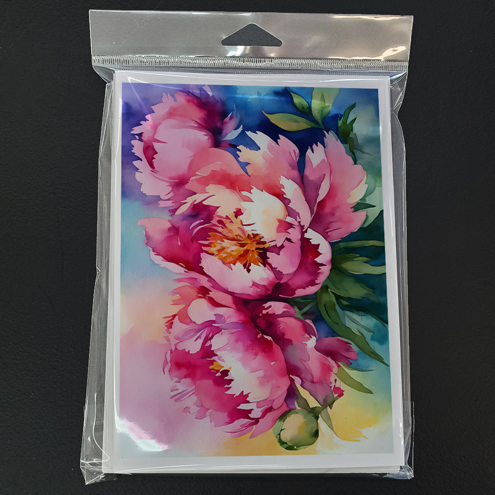 Peonies in Watercolor Greeting Cards Pack of 8