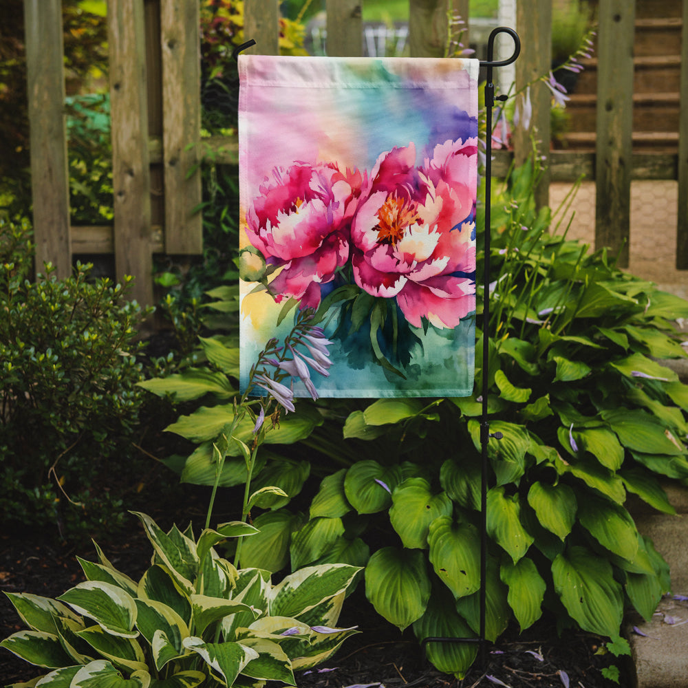 Peonies in Watercolor Garden Flag