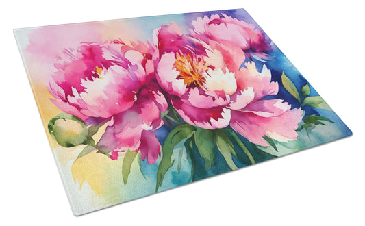 Buy this Peonies in Watercolor Glass Cutting Board