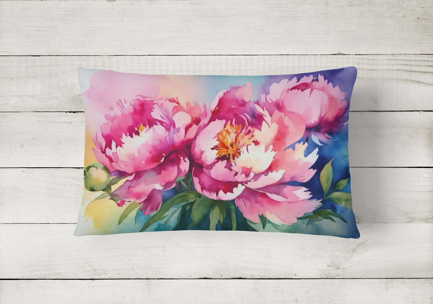 Peonies in Watercolor Throw Pillow
