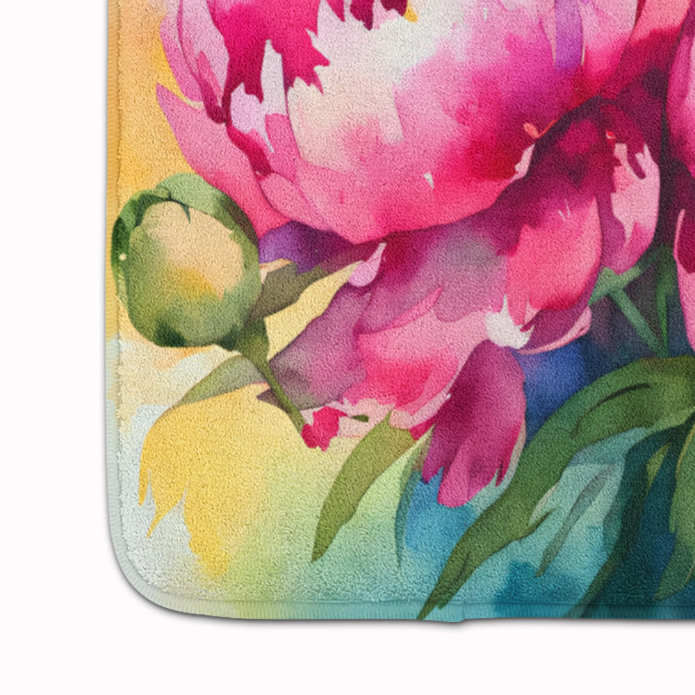 Peonies in Watercolor Memory Foam Kitchen Mat