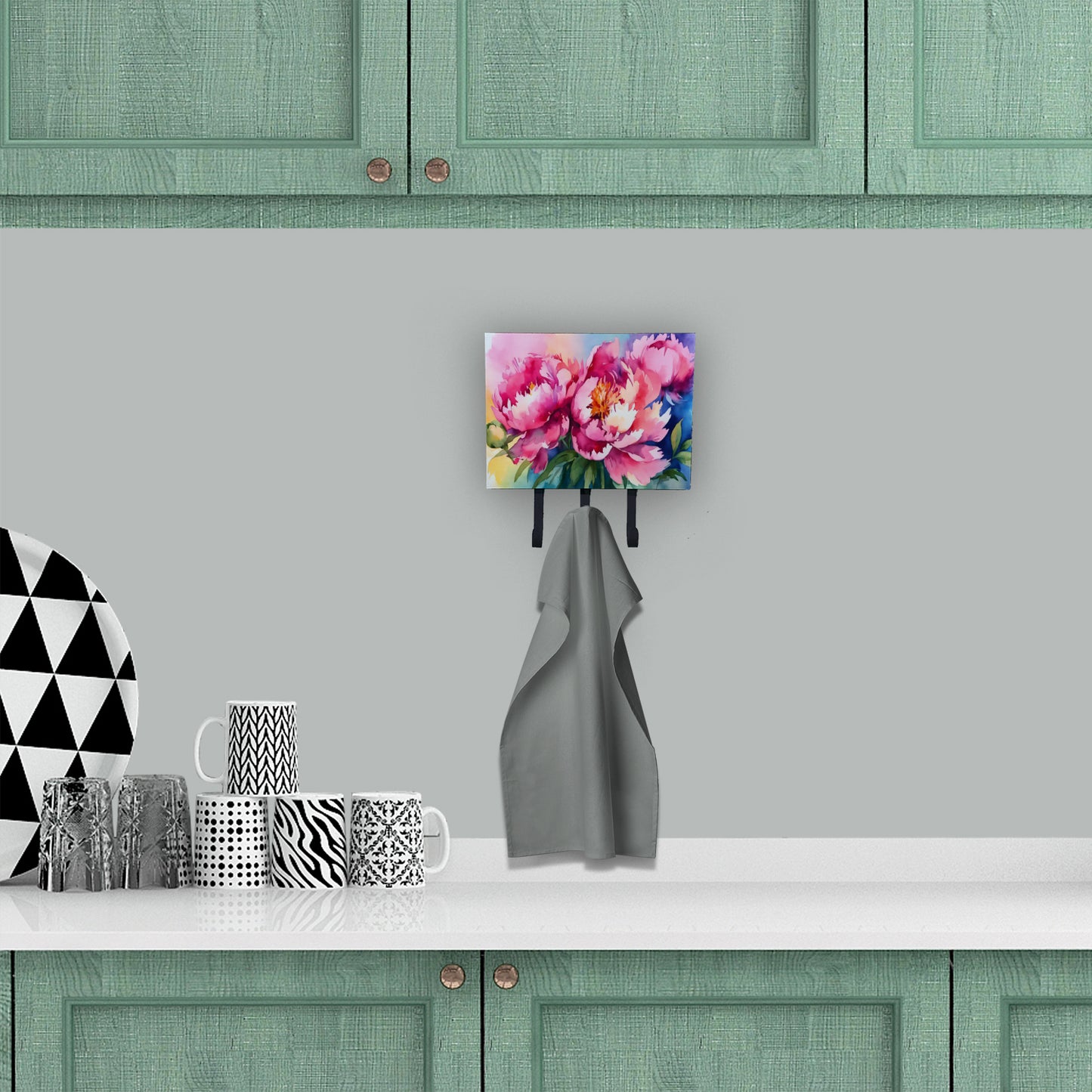 Peonies in Watercolor Leash or Key Holder