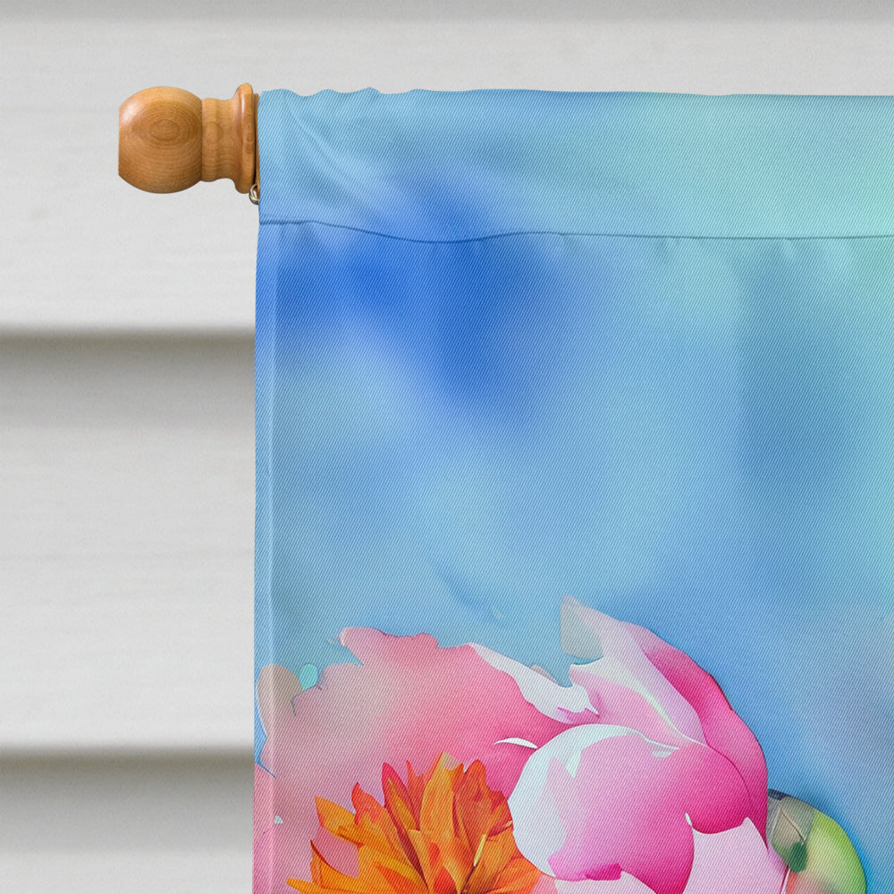Peonies in Watercolor House Flag