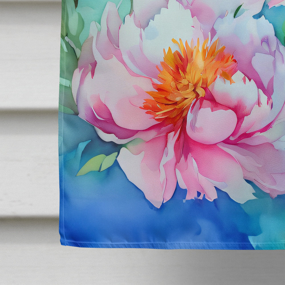 Peonies in Watercolor House Flag