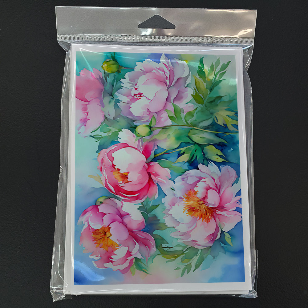 Peonies in Watercolor Greeting Cards Pack of 8