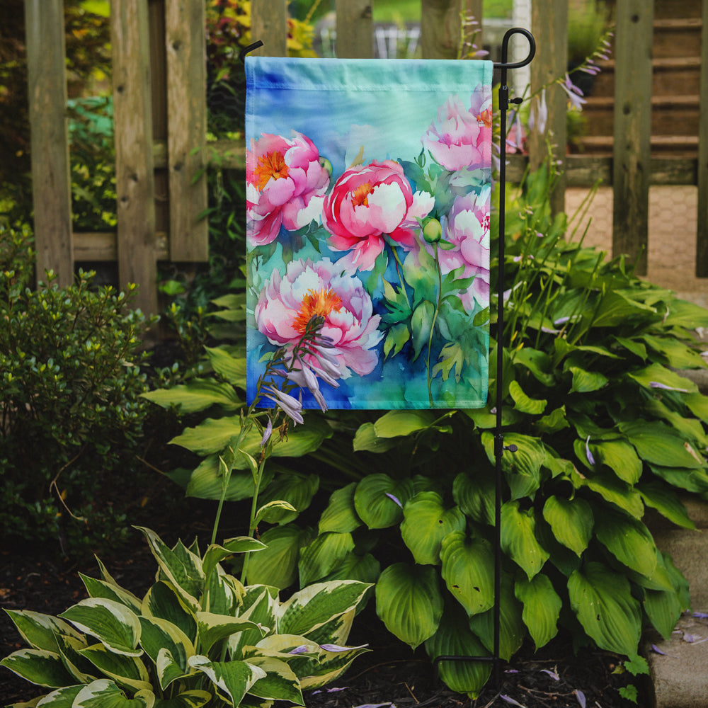 Peonies in Watercolor Garden Flag
